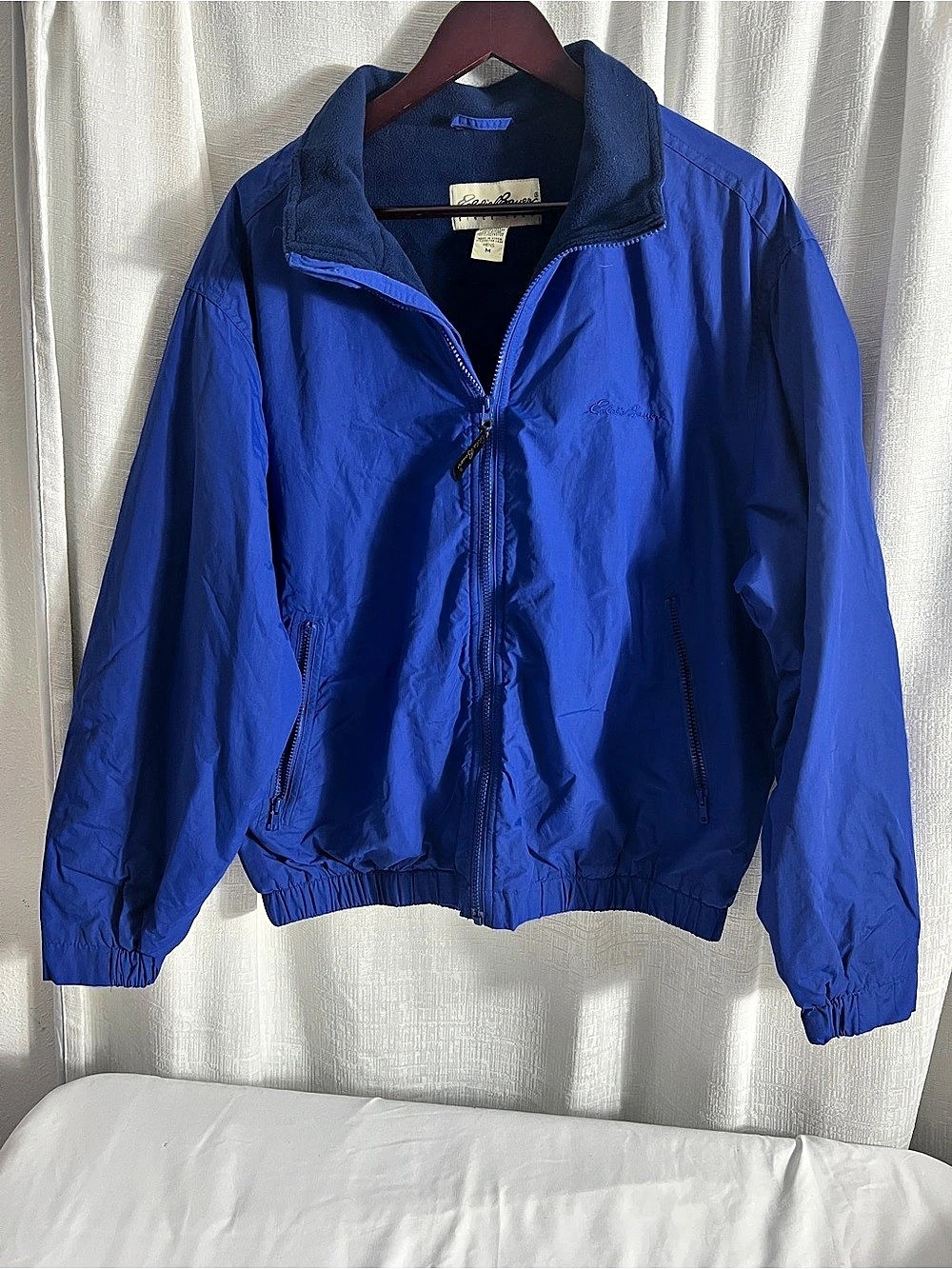 Eddie Bauer Vintage  Fleece Lined Nylon Windbreaker Jacket size medium